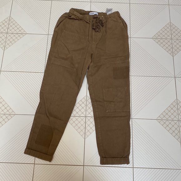 Zara High Waisted Cargo Drawstring Joggers Size 2 - Picture 1 of 2